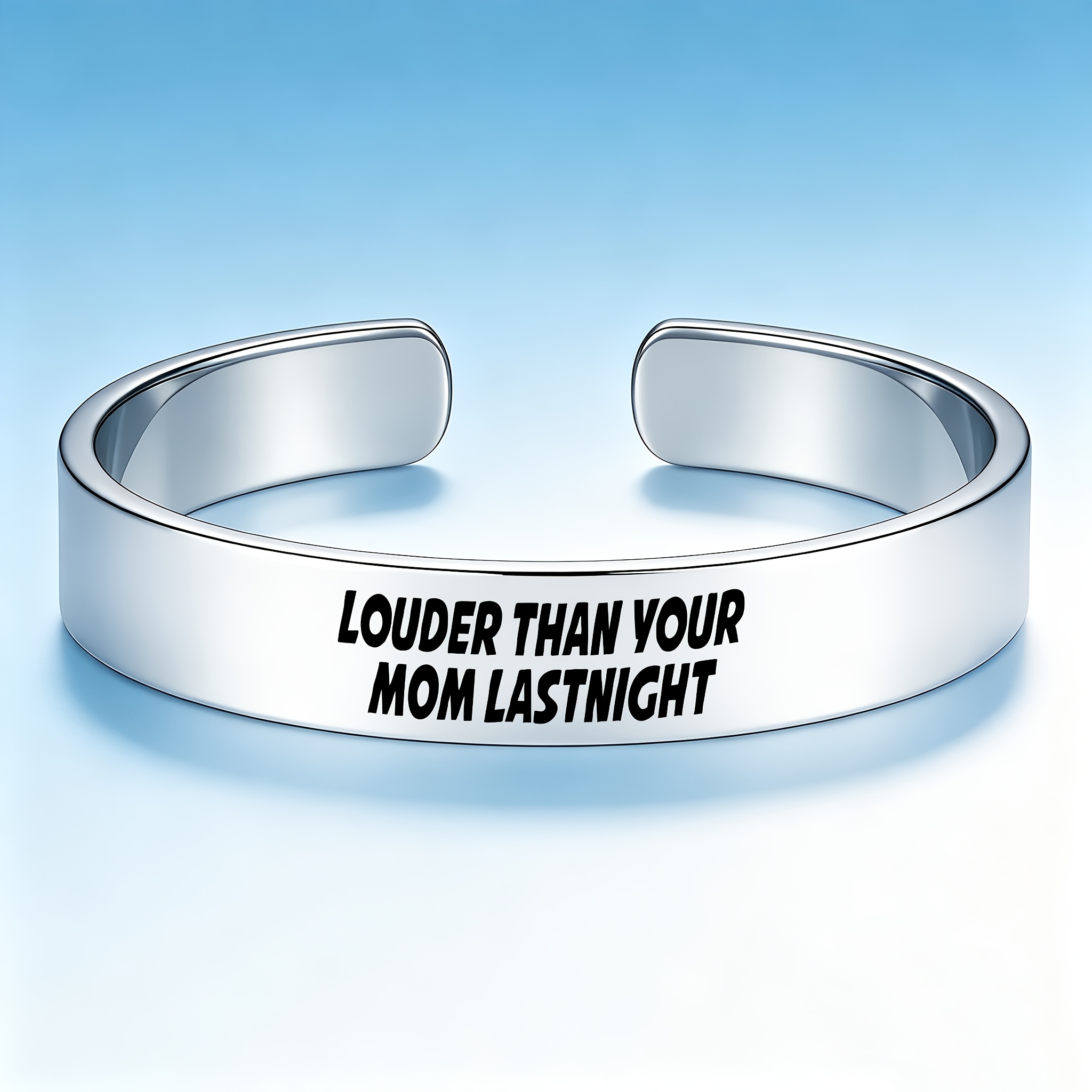 Humorous 304 Stainless Steel Open Bangle Bracelet